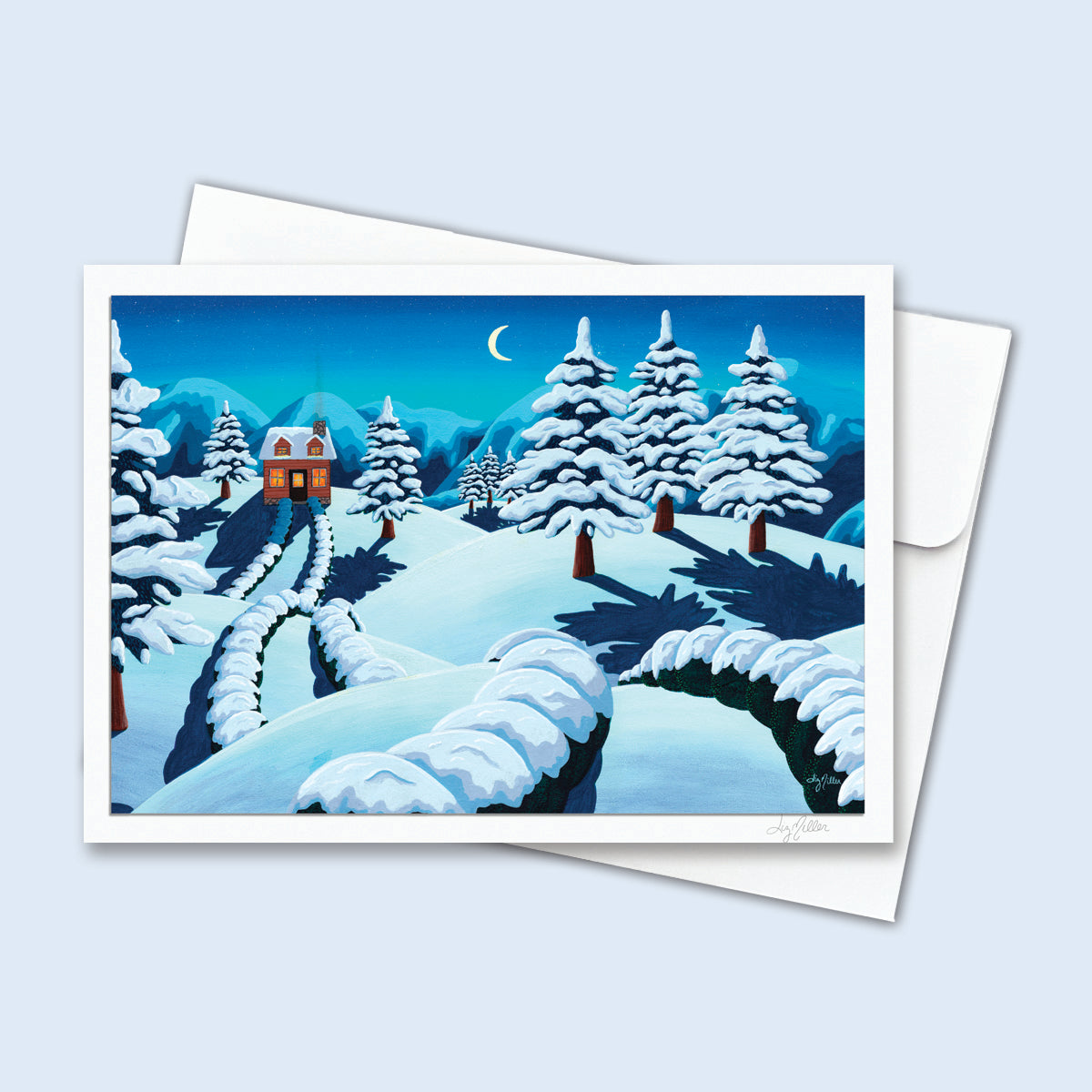 "Moon and Stars", Signed 5x7 Greeting Card